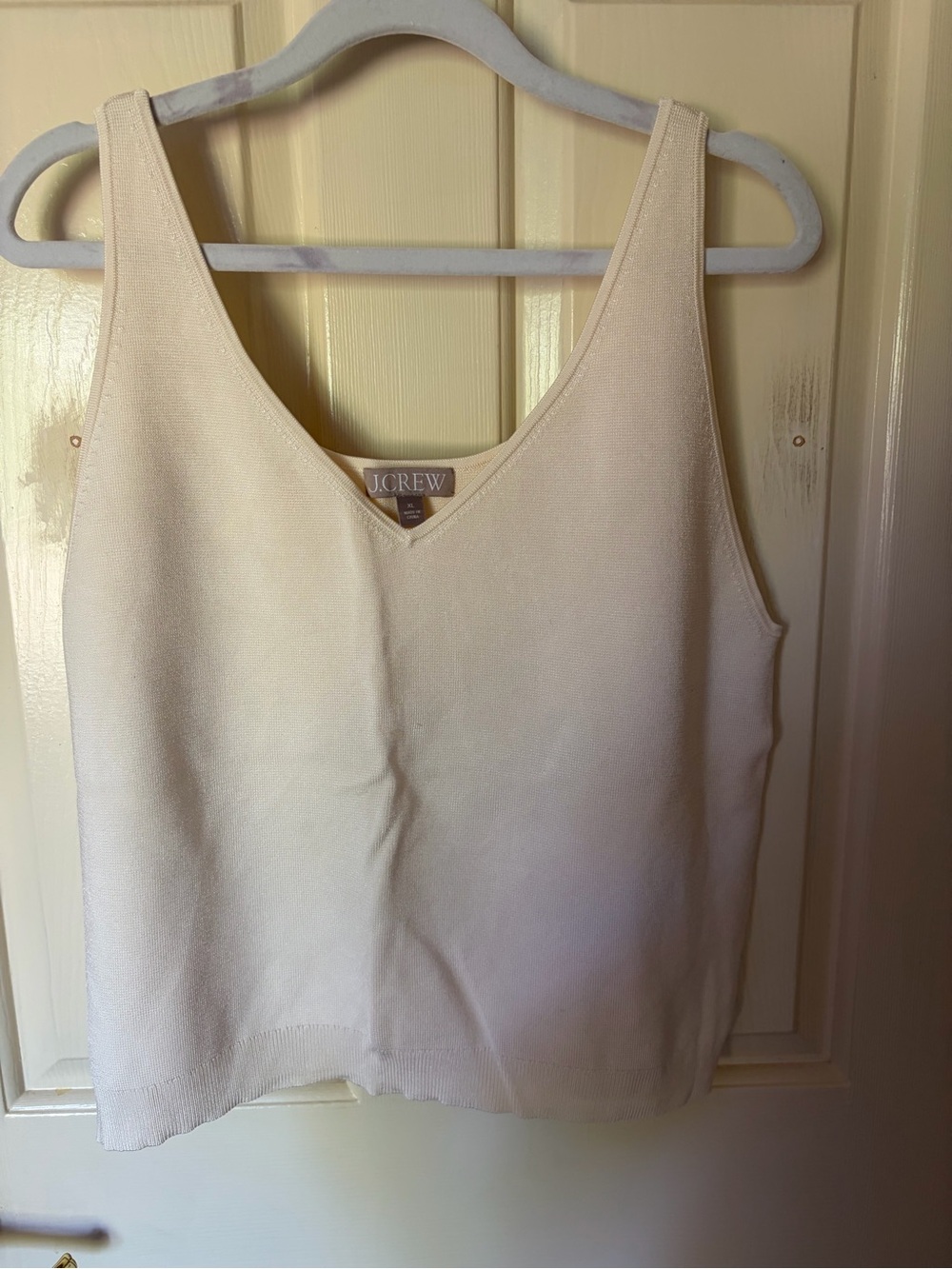 J. Crew Cream V-Neck Knit Tank Top